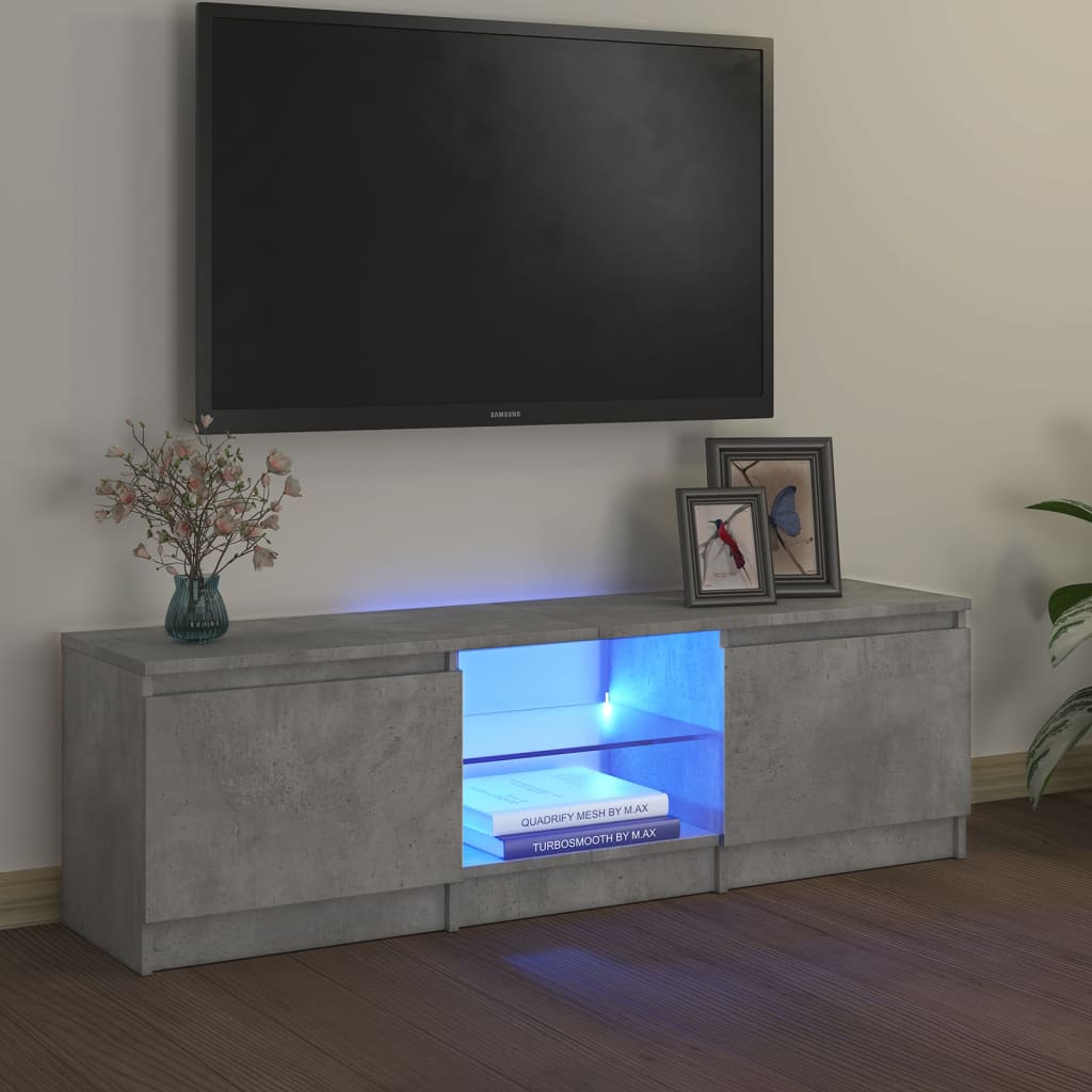 Meuble TV avec lumières LED gris béton 120x30x35 5 cm vidaXL Leroy Merlin