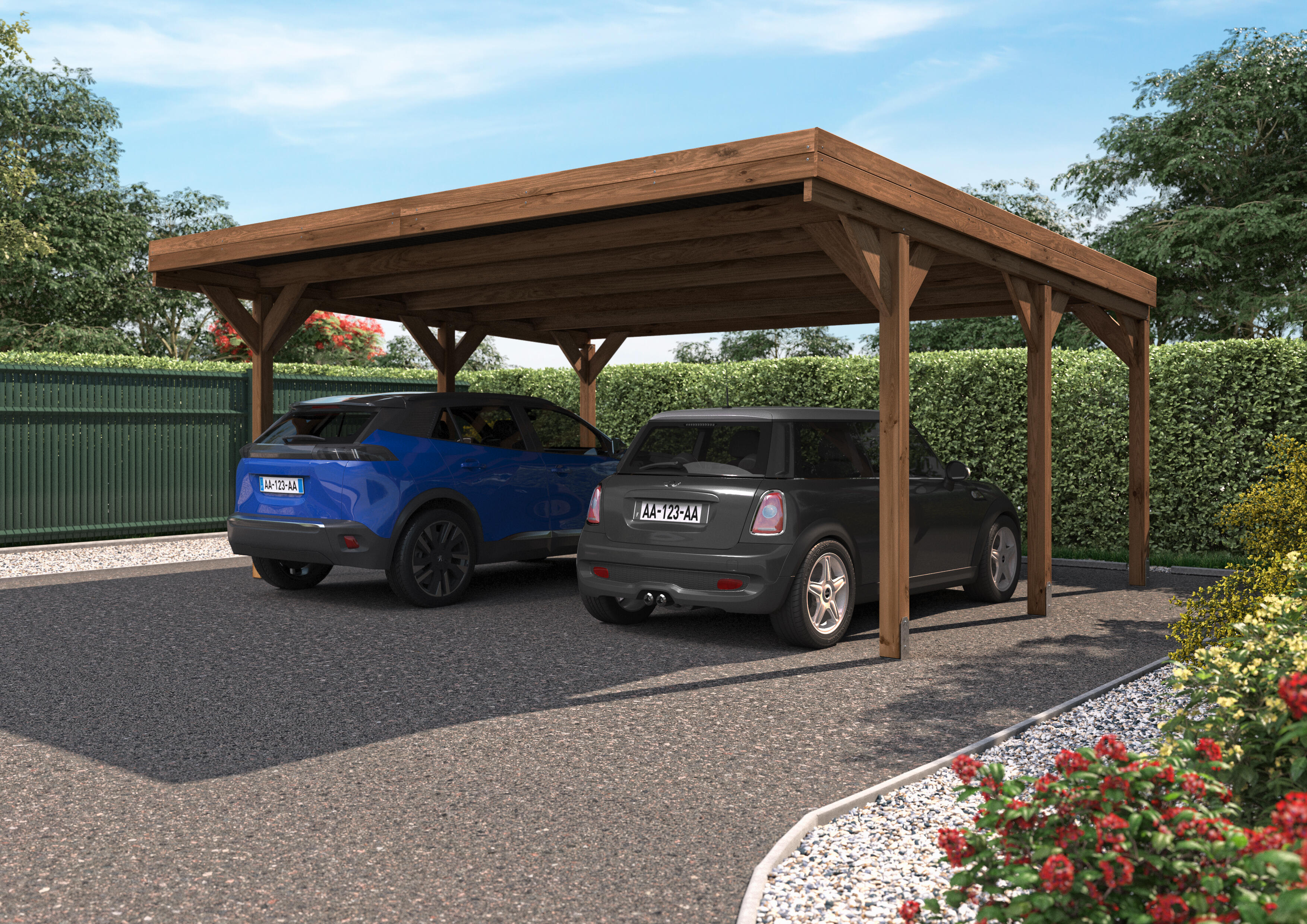 Carport bois double Victor 2 voitures CERLAND 29 2 m² Leroy Merlin