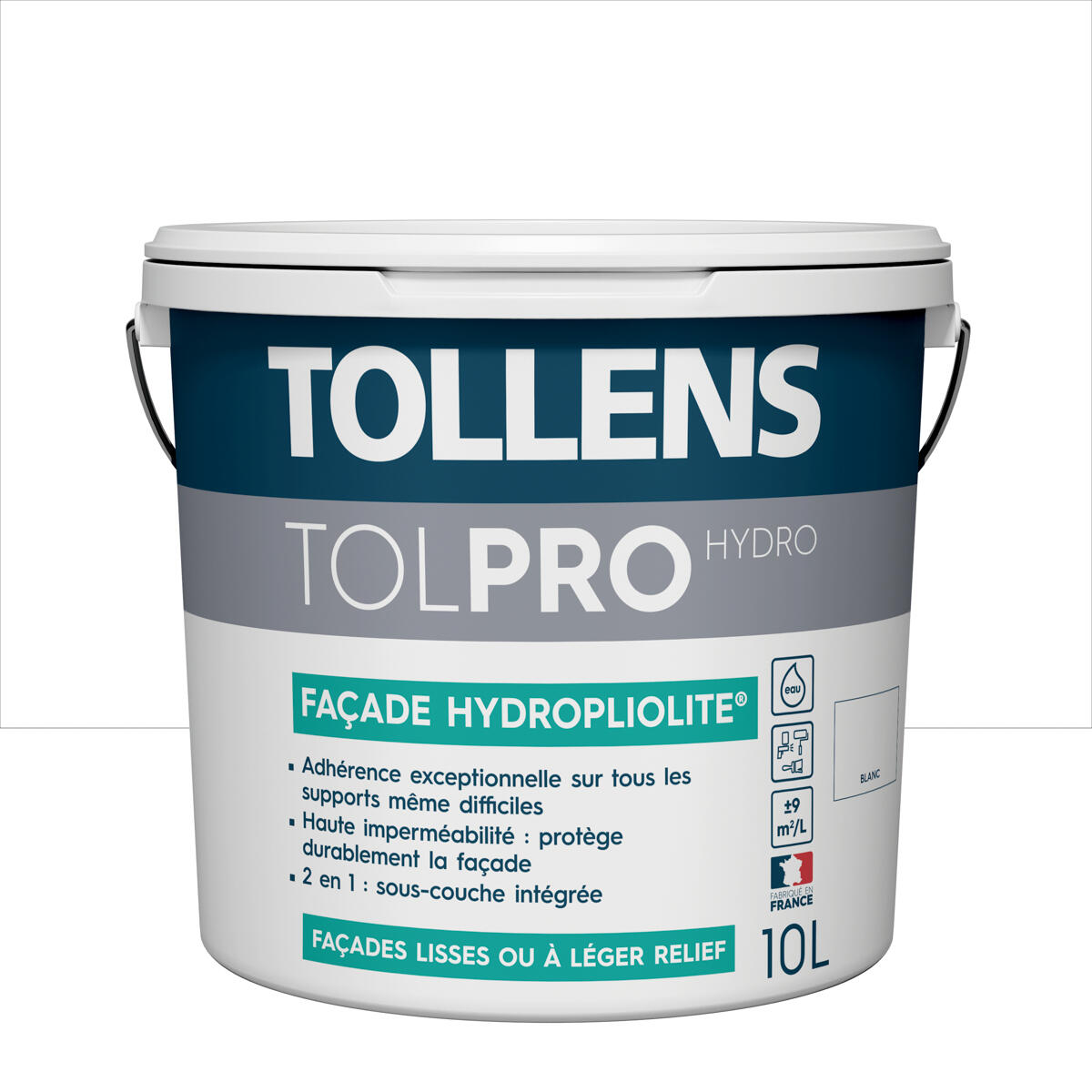 Peinture extérieure façade Hydropliolite TOLLENS PRO blanc mat 10l