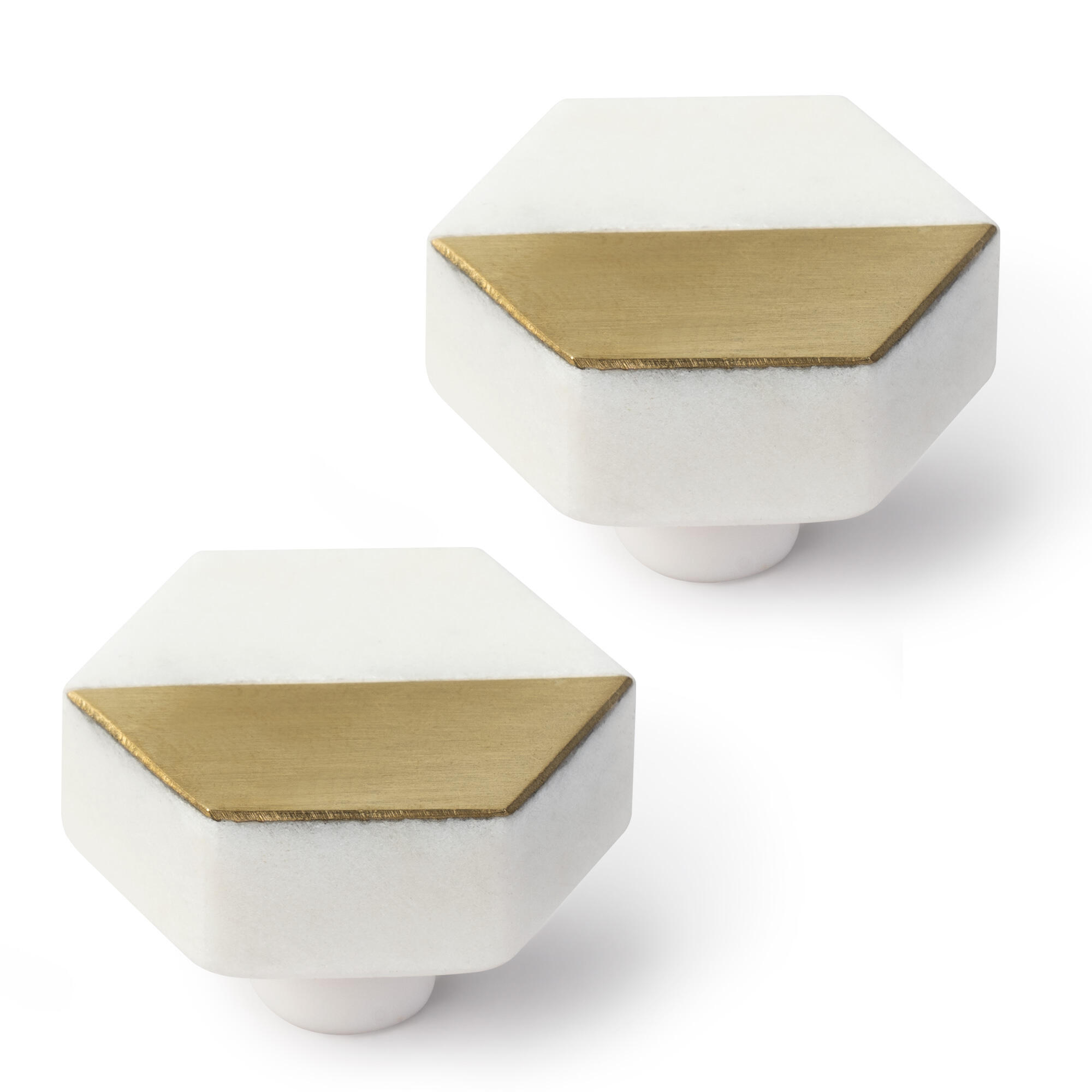 Pomo De Mueble Hexagonal M Rmol Blanco Oro Leroy Merlin