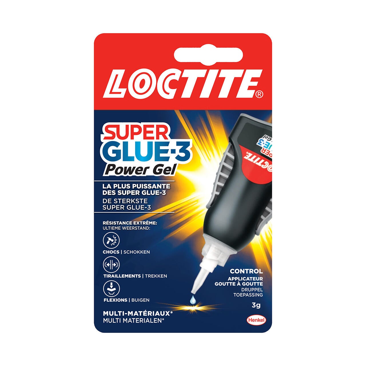 Colle de réparation Cyanoacrylate Super glue 3 power flex gel LOCTITE