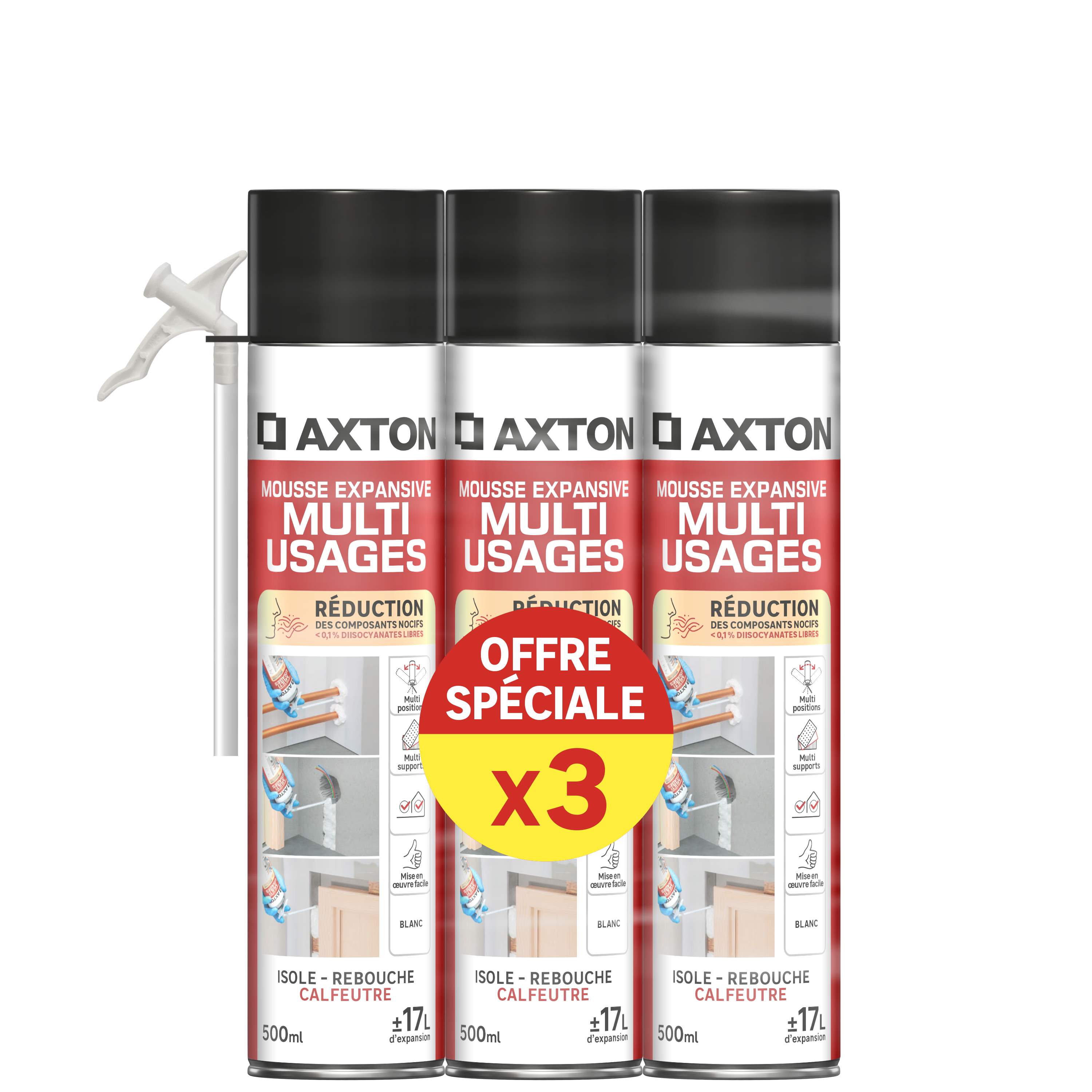 Lot De 3 Mousses Expansive Multi Usages AXTON 500 Ml Leroy Merlin