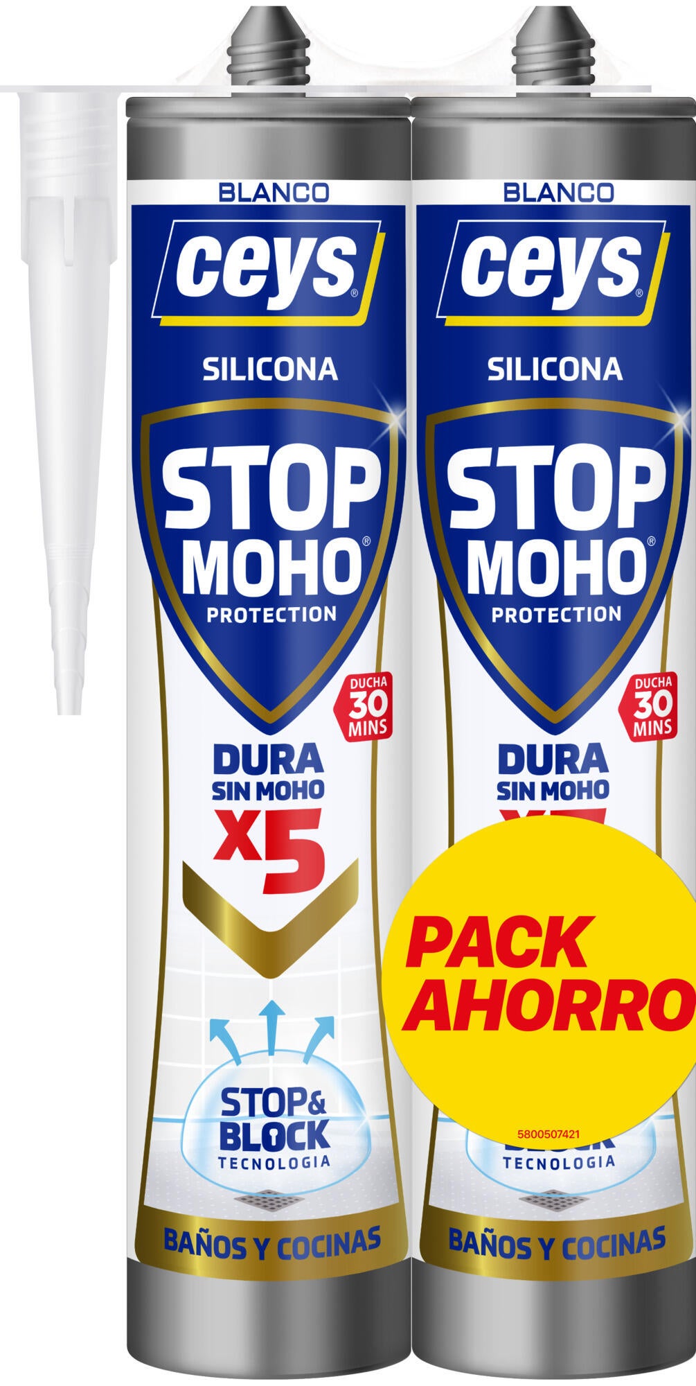 Pack De 2 Siliconas Sanitaria STOP MOHO X5 CEYS 280ml Blanco Leroy Merlin