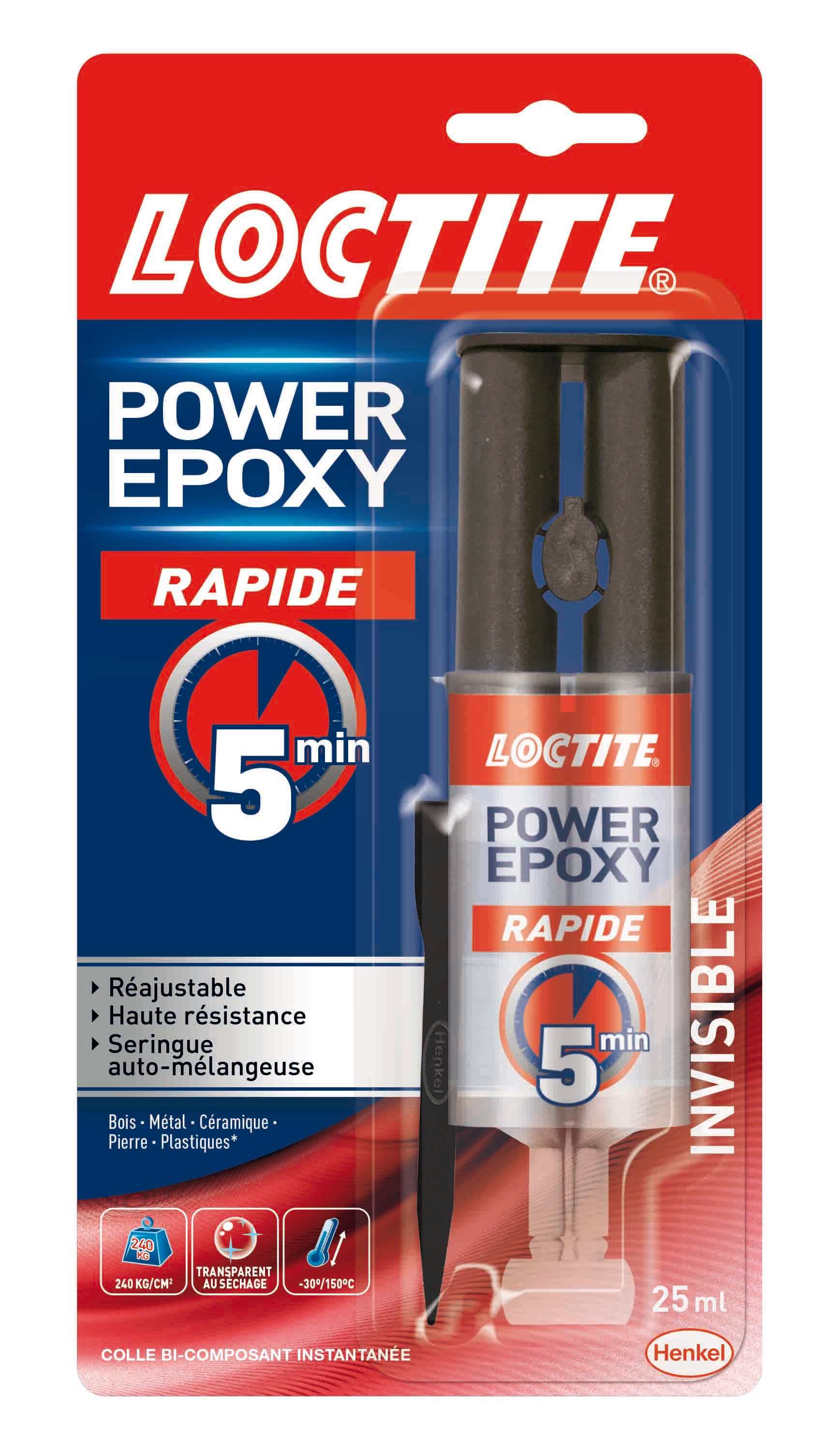 Colle de réparation époxy Seringue power rapide LOCTITE 25ml