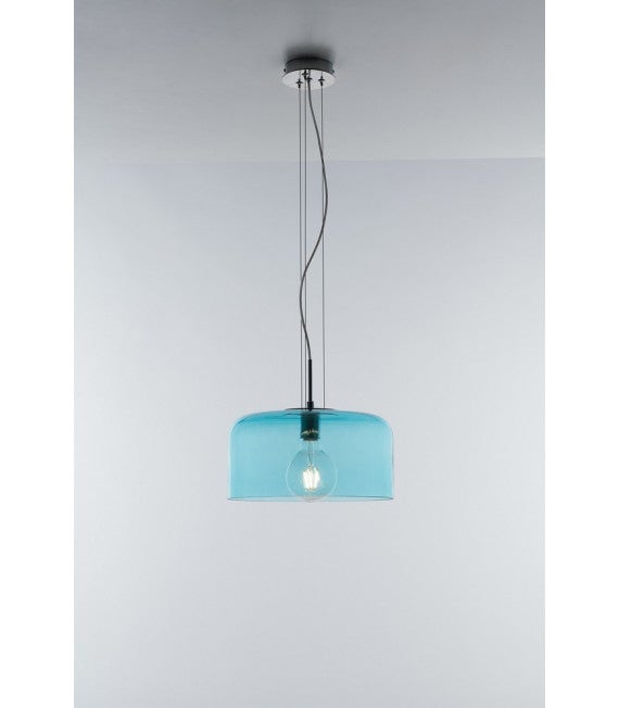 Lampe à suspension GIBUS en verre bleu 30 cm Leroy Merlin