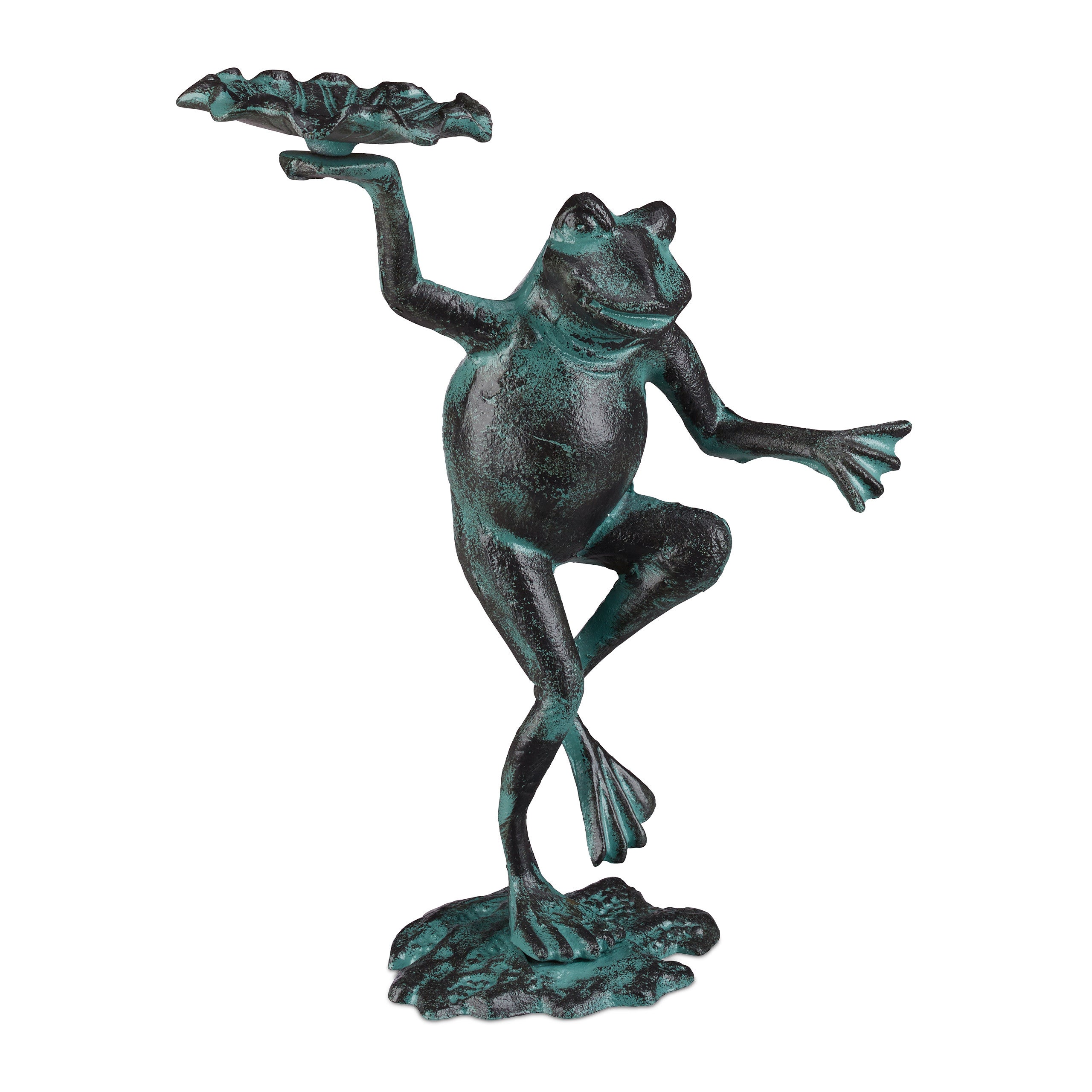 Relaxdays Statue De Jardin Grenouille Dansante Sur Un Pied Fonte Fer