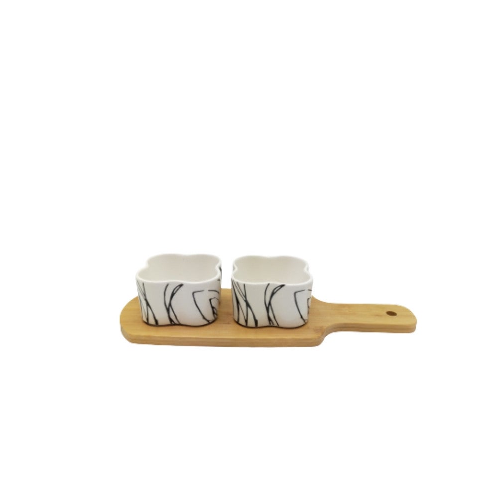 Set Ap Ritif Tapas Verrines En Bambou Et C Ramique Blanc Et Marron