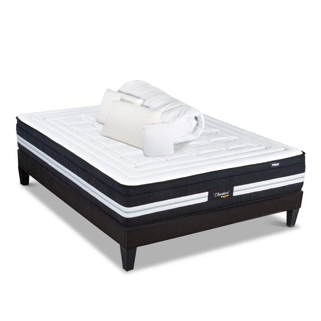 BELLECOUR LITERIE Pack Prêt à dormir CHAMBORD 160x200 cm Matelas