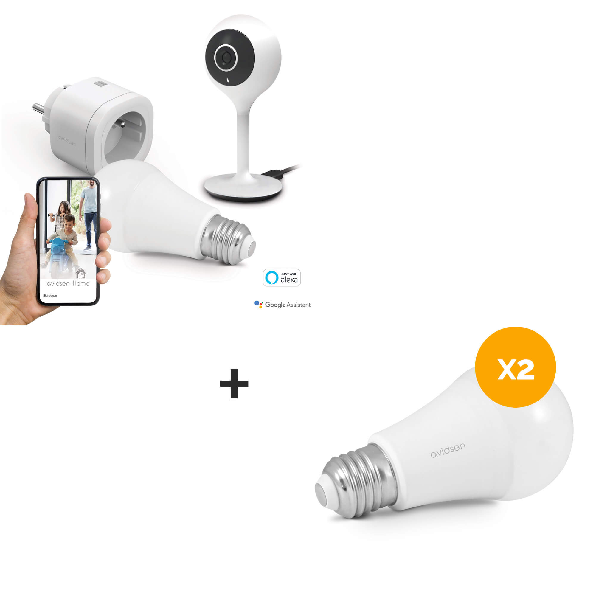 Kit Start Connect Avidsen Home Prise Connect E Cam Ra Connect E Fixe