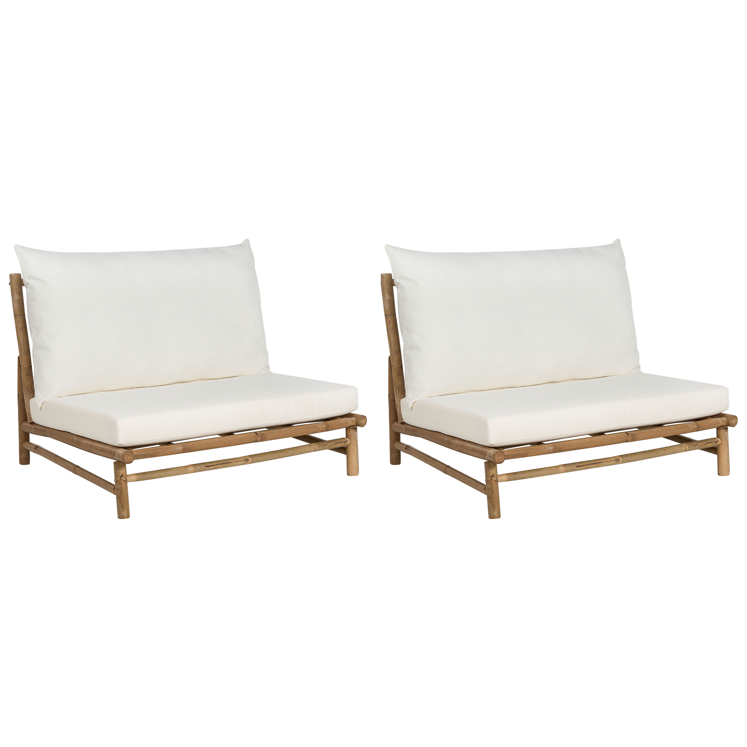 Lot De Chaises De Jardin Avec Coussins Todi Bambou Blanc Cass