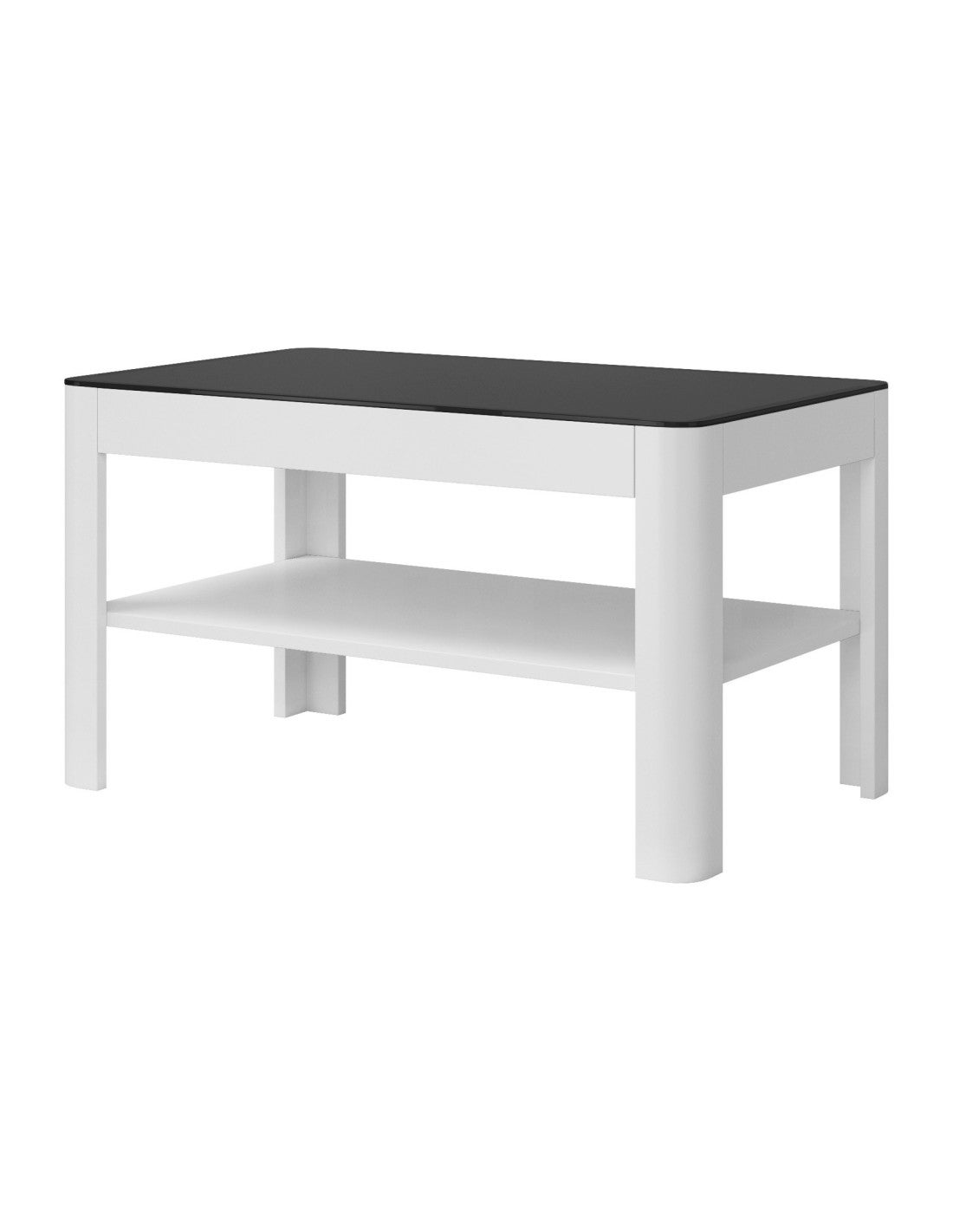 Table basse TONGA coloris blanc avec plateau en verre fumé 100 x 55 x