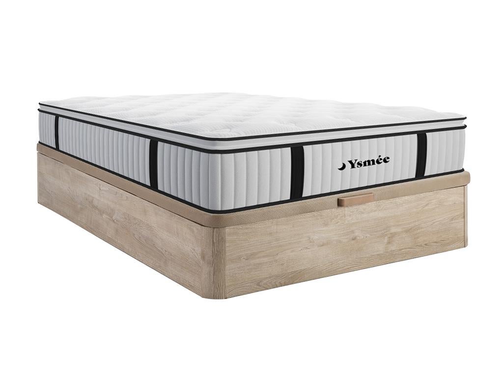 Ensemble X Cm Sommier Coffre Naturel Clair Matelas Ressorts