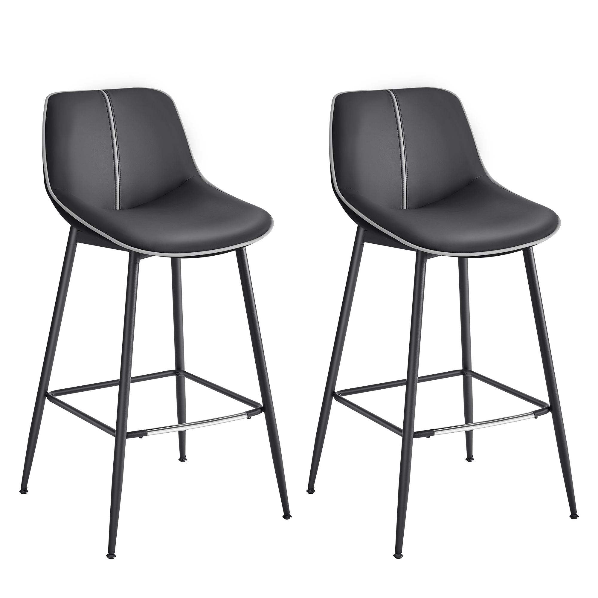 Set de 2 Taburetes de Bar Ergonómicos Altura de 98 5 cm Tapizados