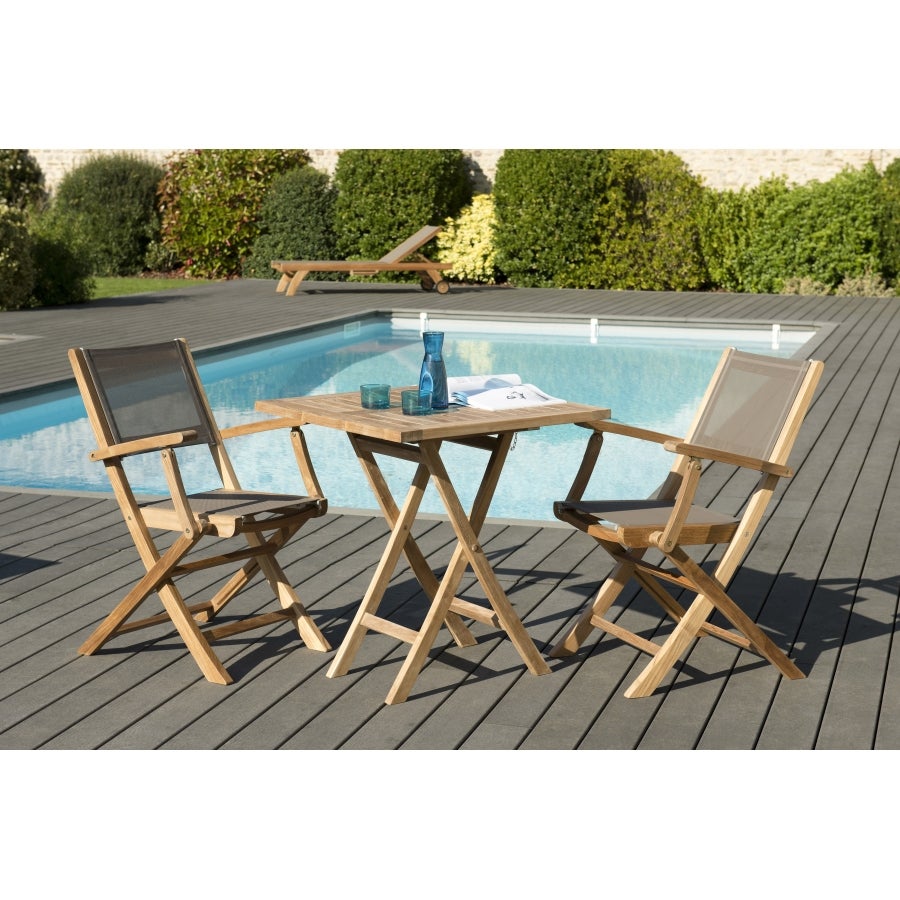 Harris Salon De Jardin En Bois Teck Pers Table Carr E Pliante