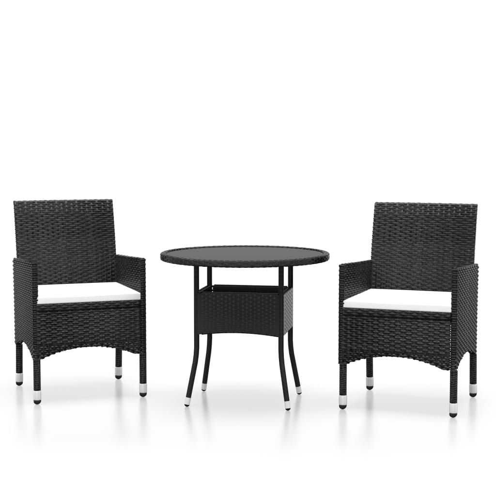 Mobilier à d ner de jardin 3 pcs Résine tressée Noir Leroy Merlin