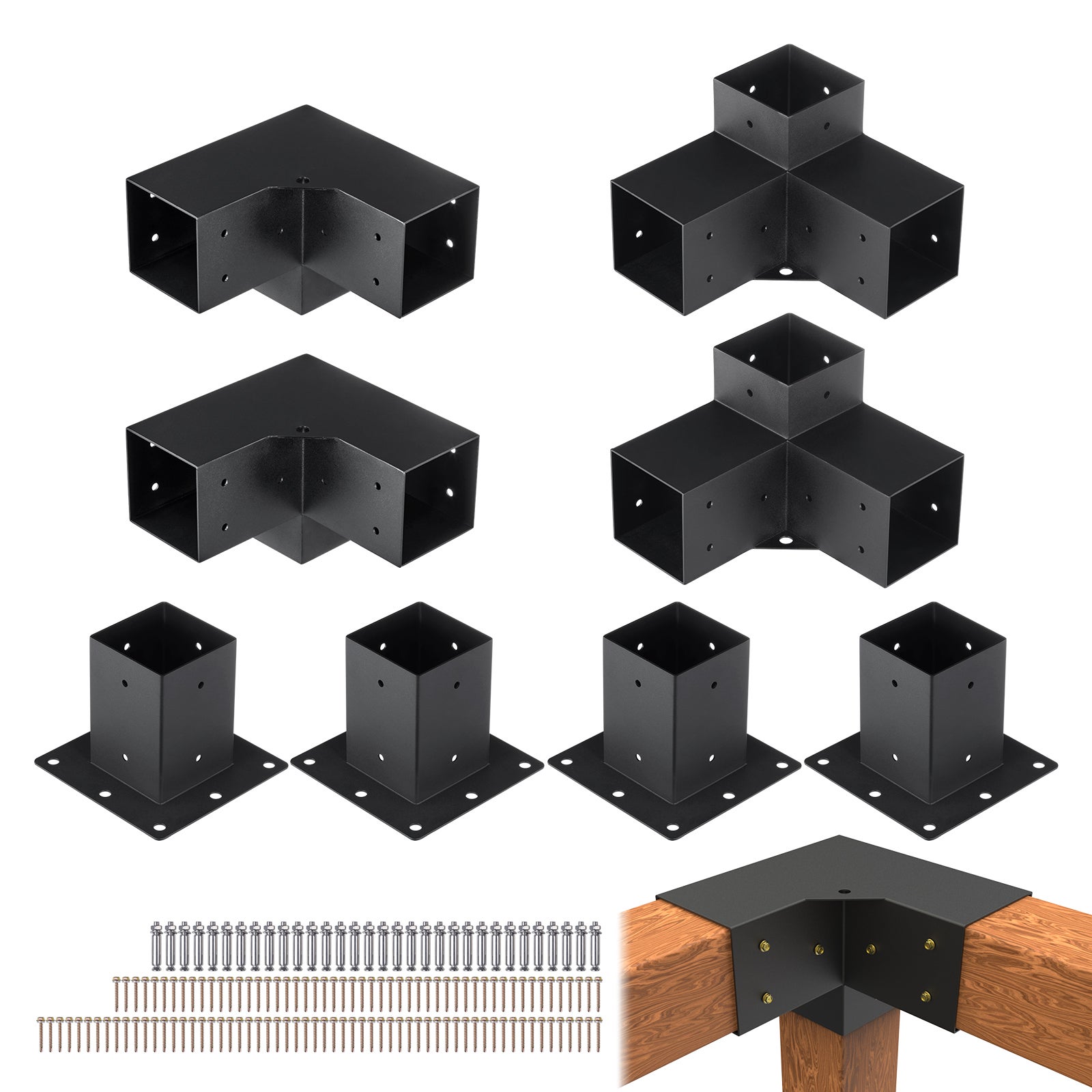 Vevor Kit Supports De Pergola X Po X Cm Support Poteau Bois De