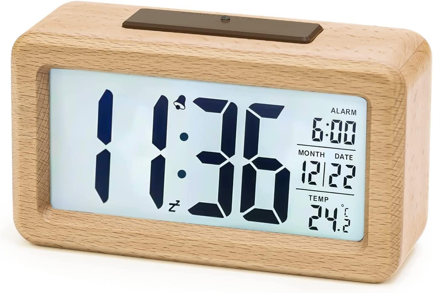 R Veil Num Rique En Bois Lcd Horloge Sans Tic Tac Avec Affichage Date