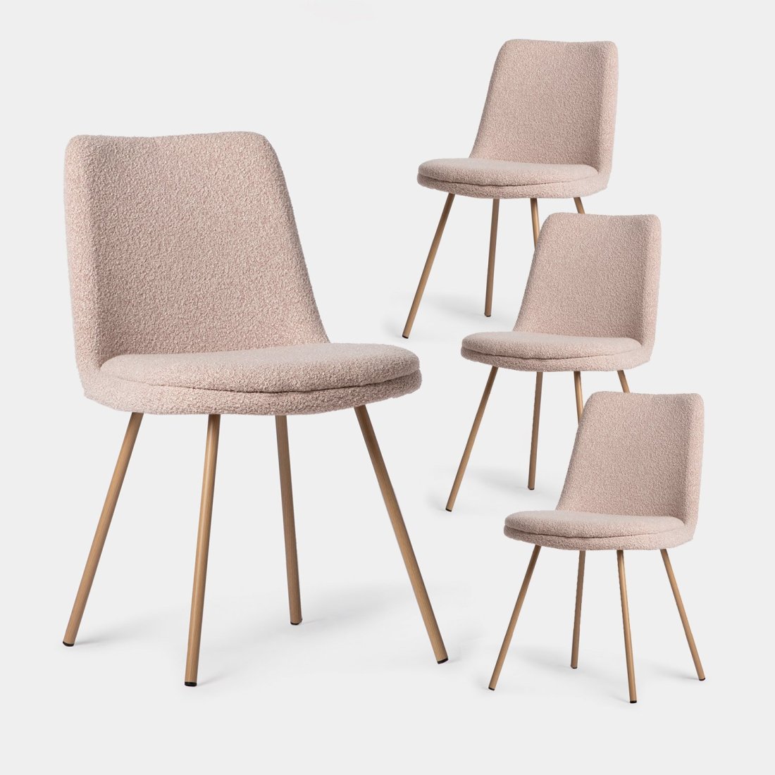 Pack Chaises De Salle Manger Tapiss Es En Boucl Rose Nude Avec