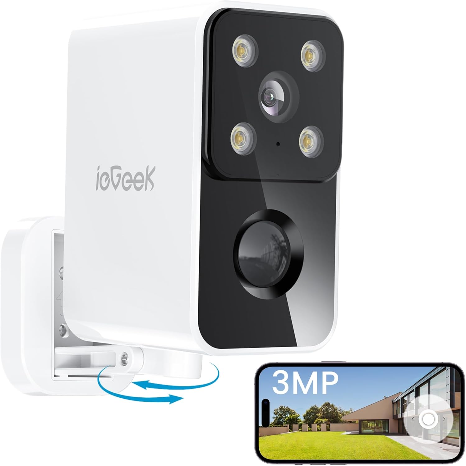 Iegeek K Cam Ra De Surveillance Ext Rieure Wifi Sans Fil Batterie