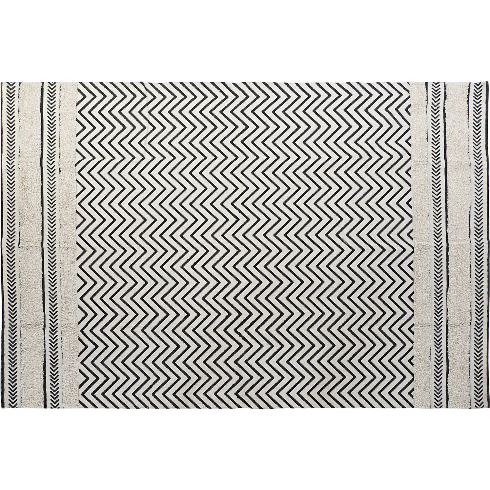 Tapis Moderne Zigzag Noir Et Blanc En Coton X X Cm Noir Et