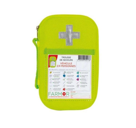 Trousse de secours véhicule 2 4 personnes en EVA PU jaune fluo TRO 2172