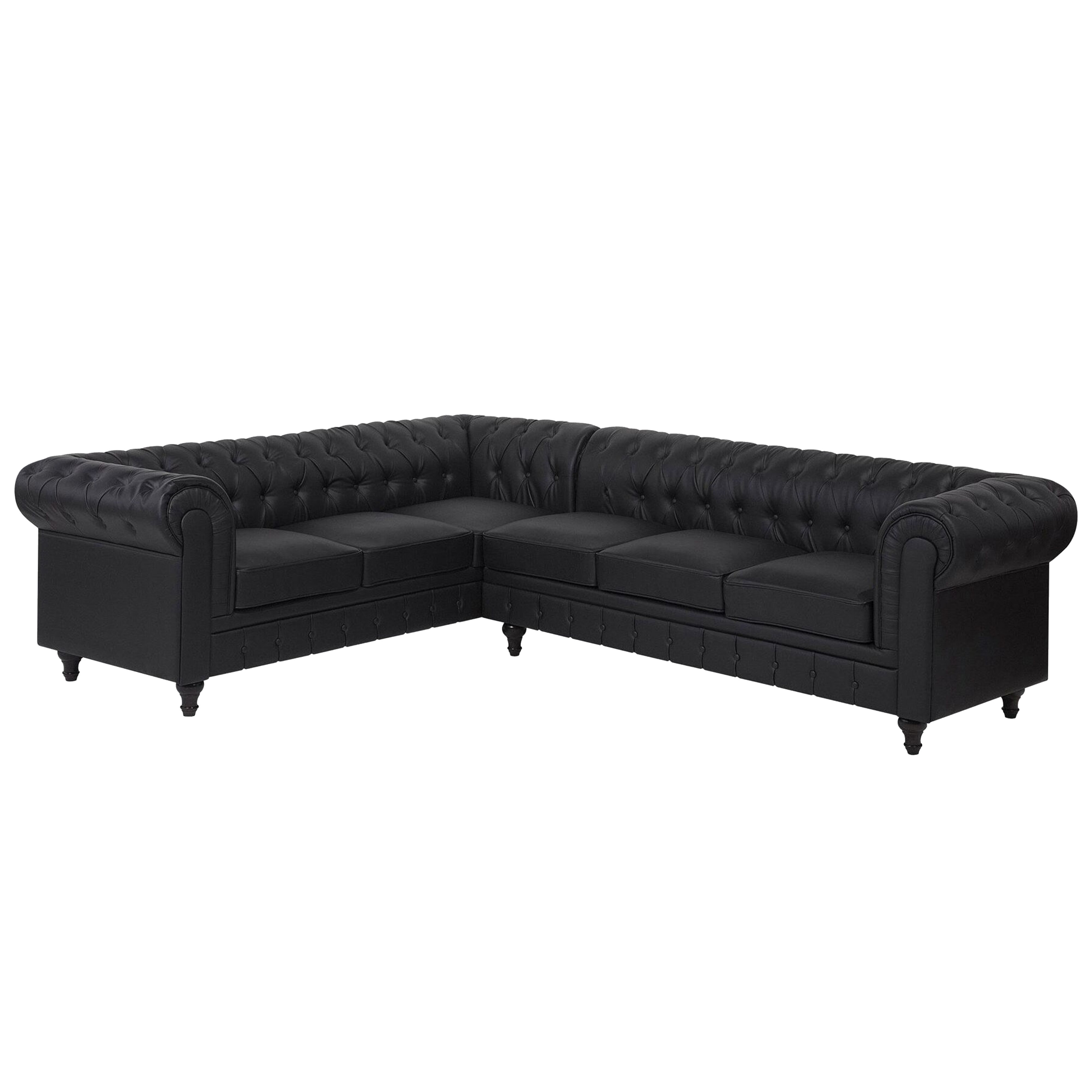 Canap D Angle C T Droit Chesterfield Cuir Pu Noir C T Droit Leroy