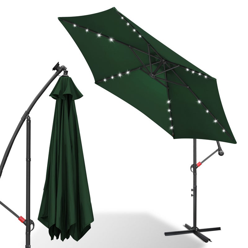 Ø300cm Alu Parasol avec LEDParapluies de jardin avec manivelle Parasols