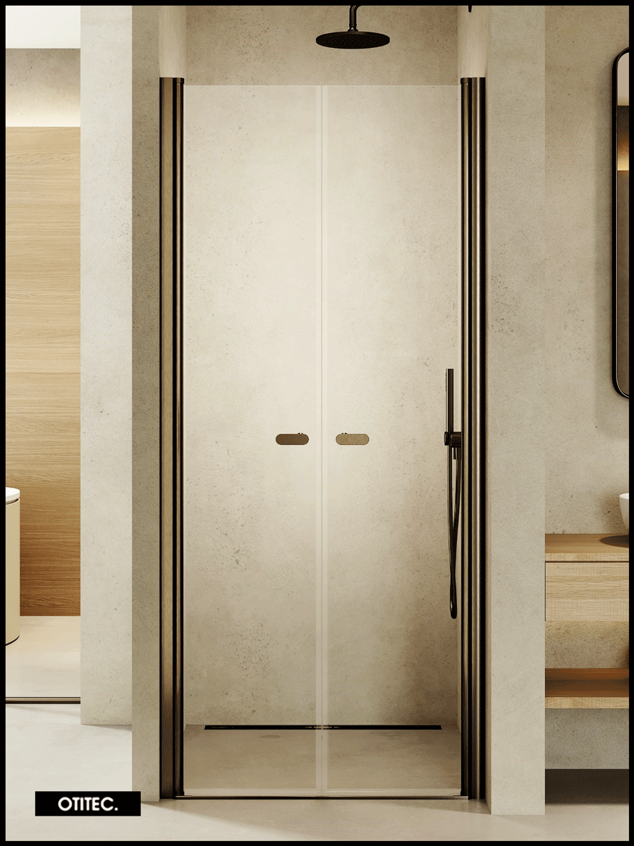 Puerta De Ducha Italiana Doble Abatible 100 X 195 GUNMETAL NEW