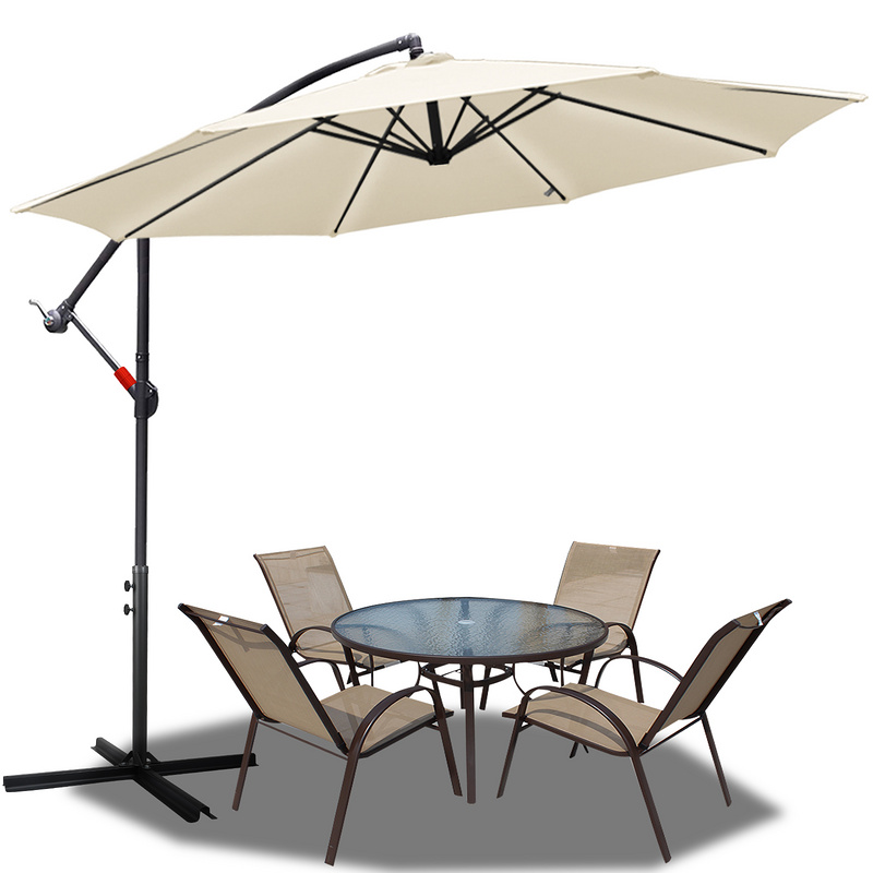 Parasol Cm Avec Protection Uv Manivelle Pliable Alu Rond Balcon