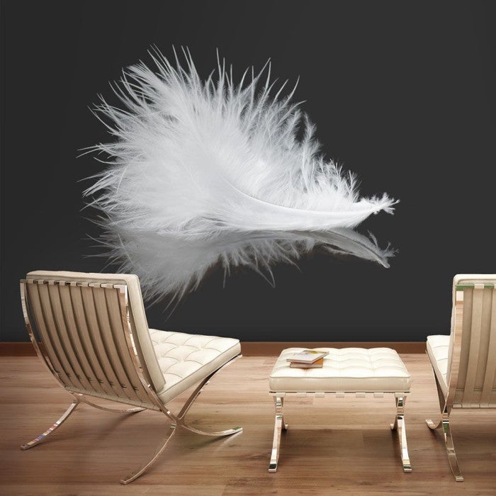 Papier Peint White Feather X Cm Leroy Merlin