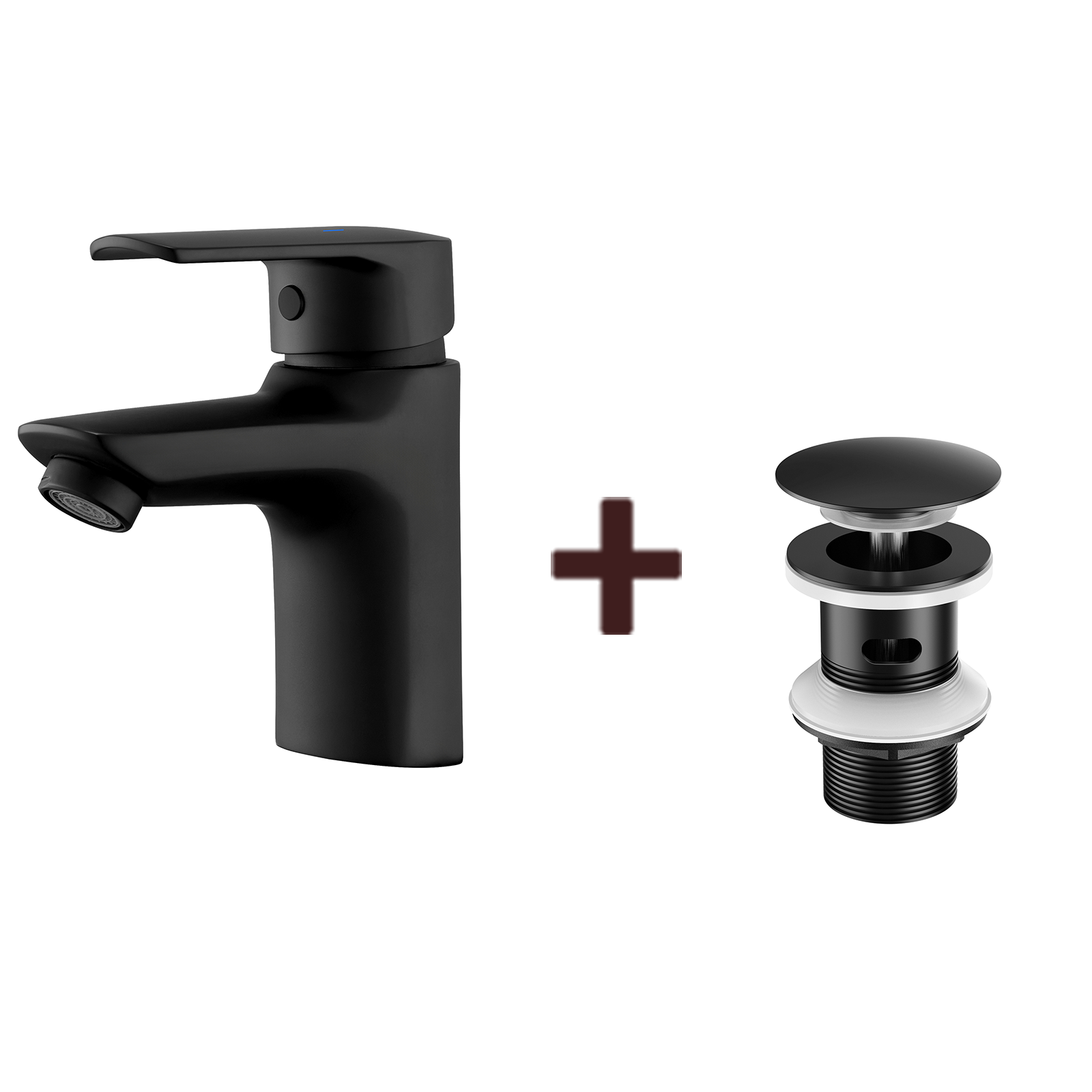 Auralum Mitigeur Lavabo Monotrou Avec Trou De Tirette De Vidage Noir