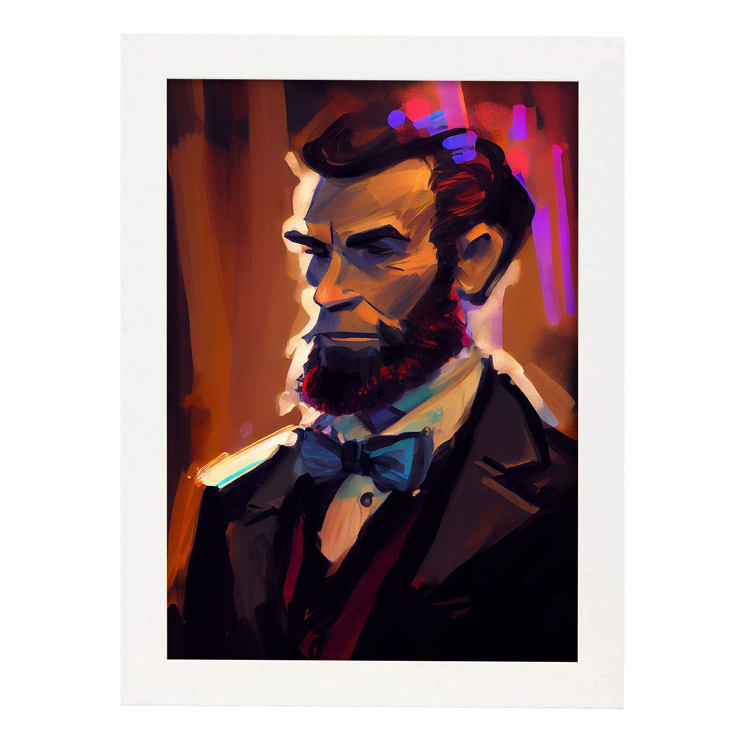 Nacnic Abraham Lincoln Affiche En Style Portrait En Couleur