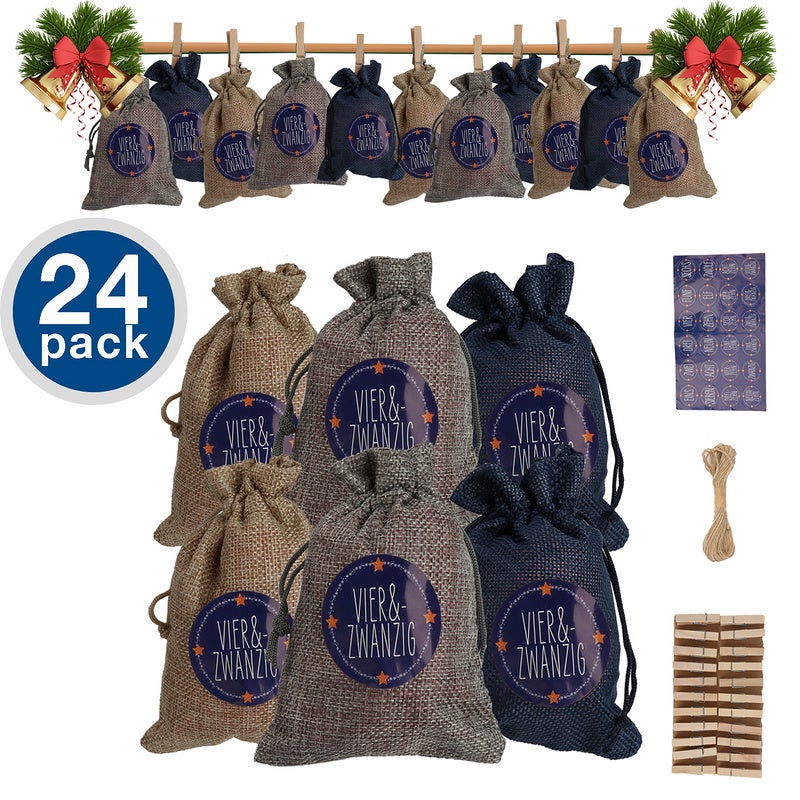 Calendrier De L avent2023 Noël 24 Sac Jute Pochon Diy Noël Cadeaux