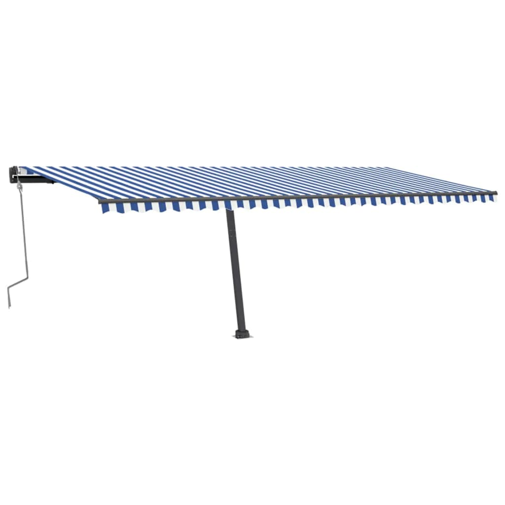 Toldo Parasol Toldo Retr Ctil Manual Con Luz Led Azul Y Blanco