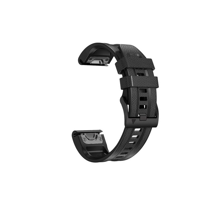 Correa De Cuero Genuino Para Reloj Garmin Fenix Pro X Black Mm