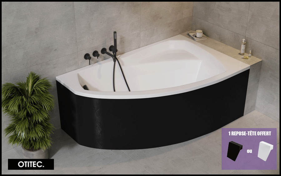 Baignoire Asym Trique Avec Tablier Noir X Cm Arela Droite