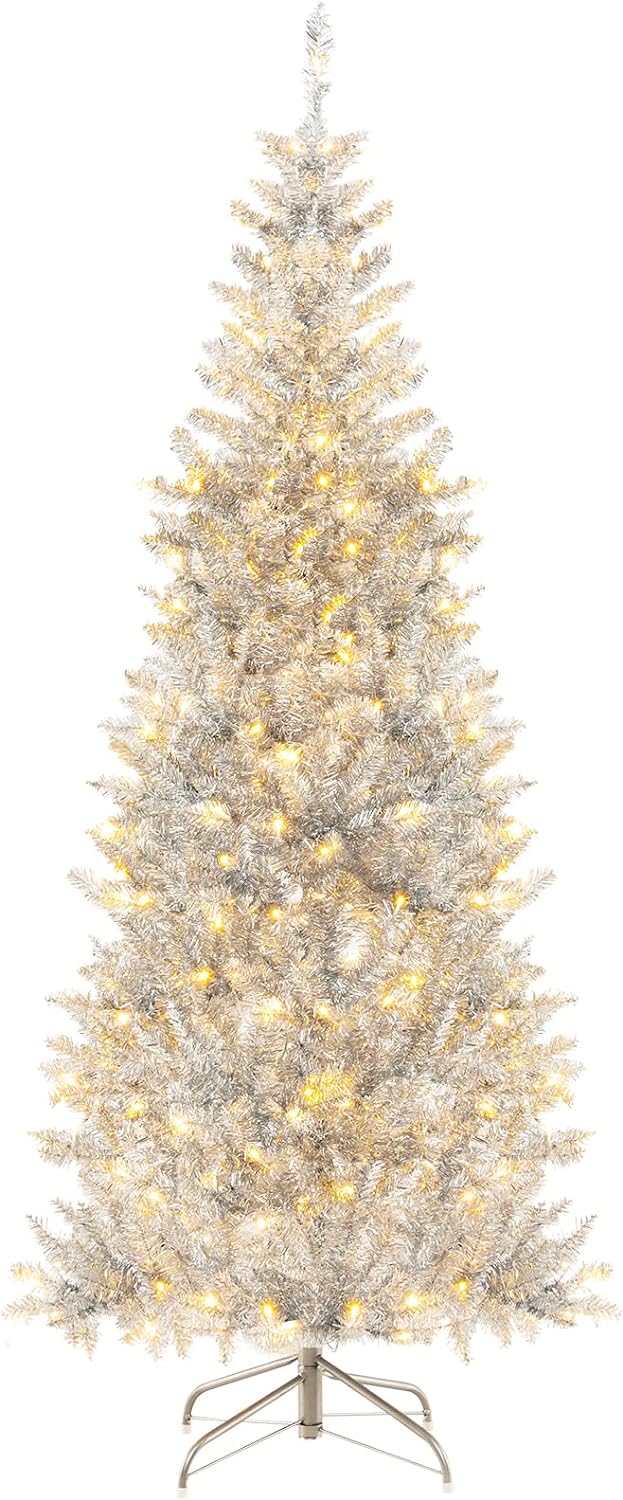 Sapin De No L Artificiel Avec Lumi Res Led Hauteur Cm Argent Et