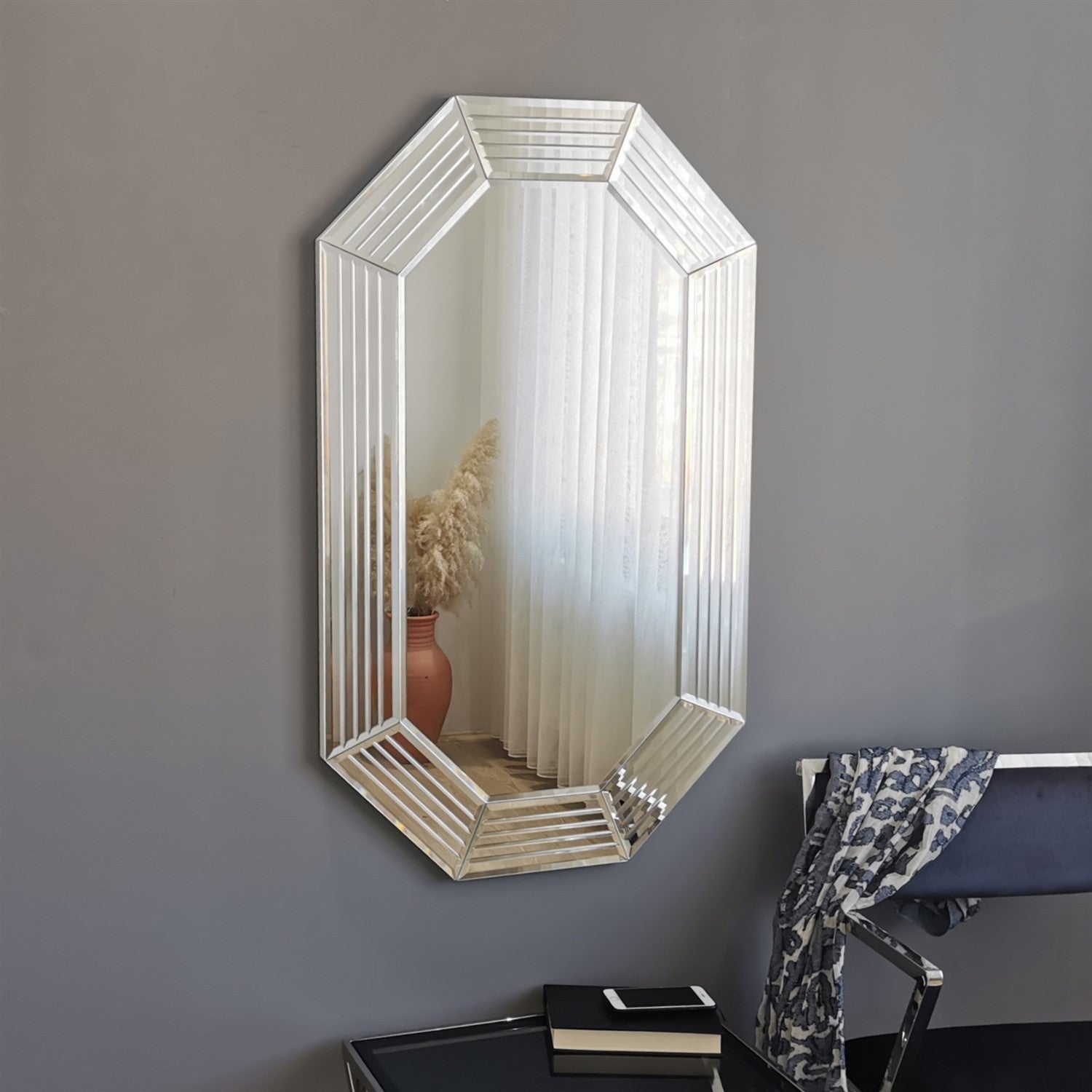 Miroir D Coratif Hexagone Beketa X Cm Verre Tremp Argent Leroy