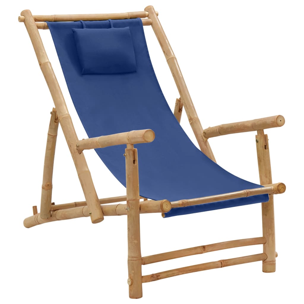 Maison Exclusive Chaise De Terrasse Bambou Et Toile Bleu Marine Leroy