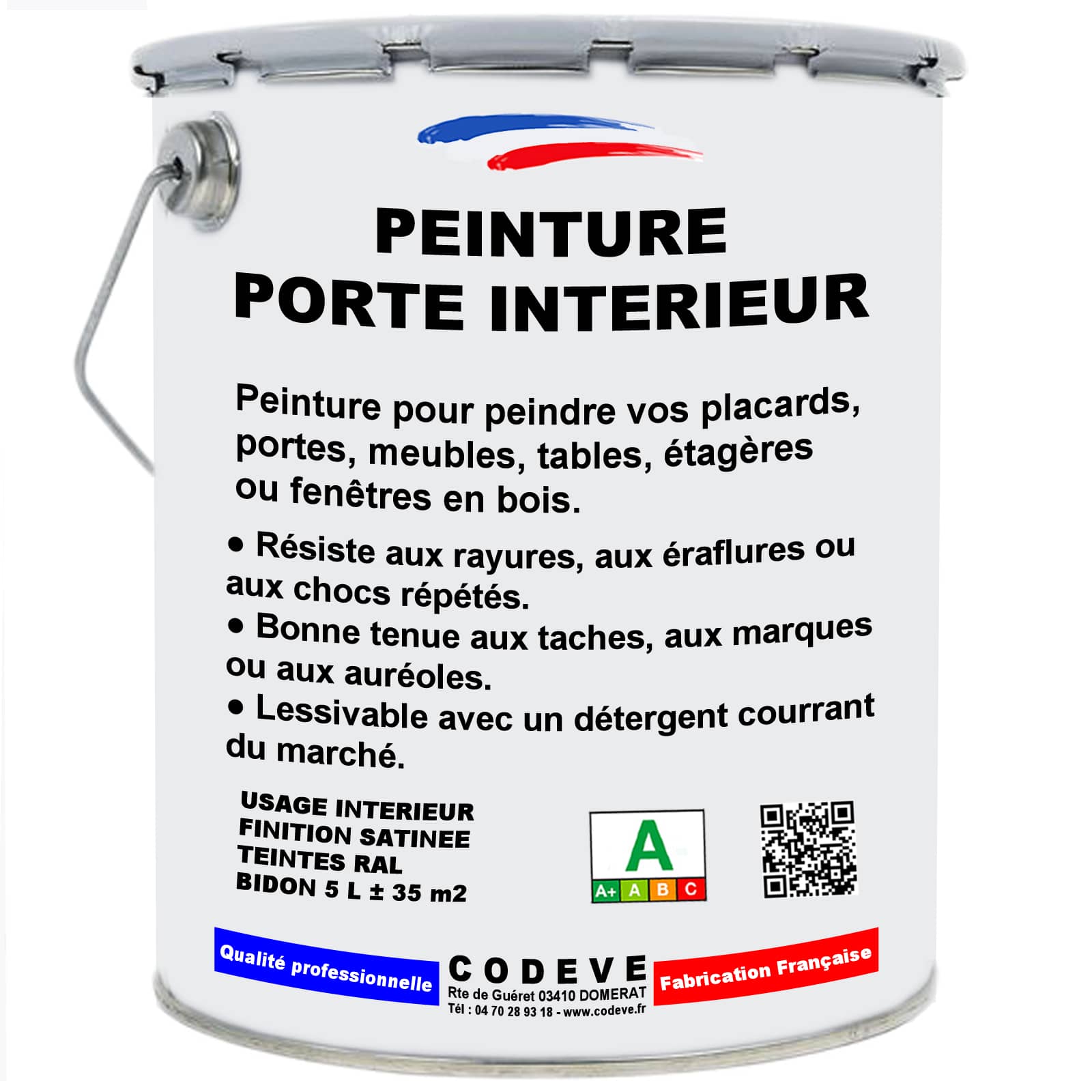 Peinture Porte Interieur 5 L Codeve Bois RAL 7040 Gris fenêtre