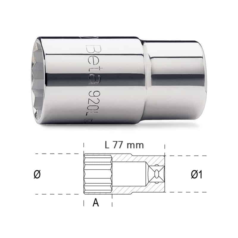 BETA Douille 12 pans 1 2 série longue 920BL x 1 77 mm 1 2