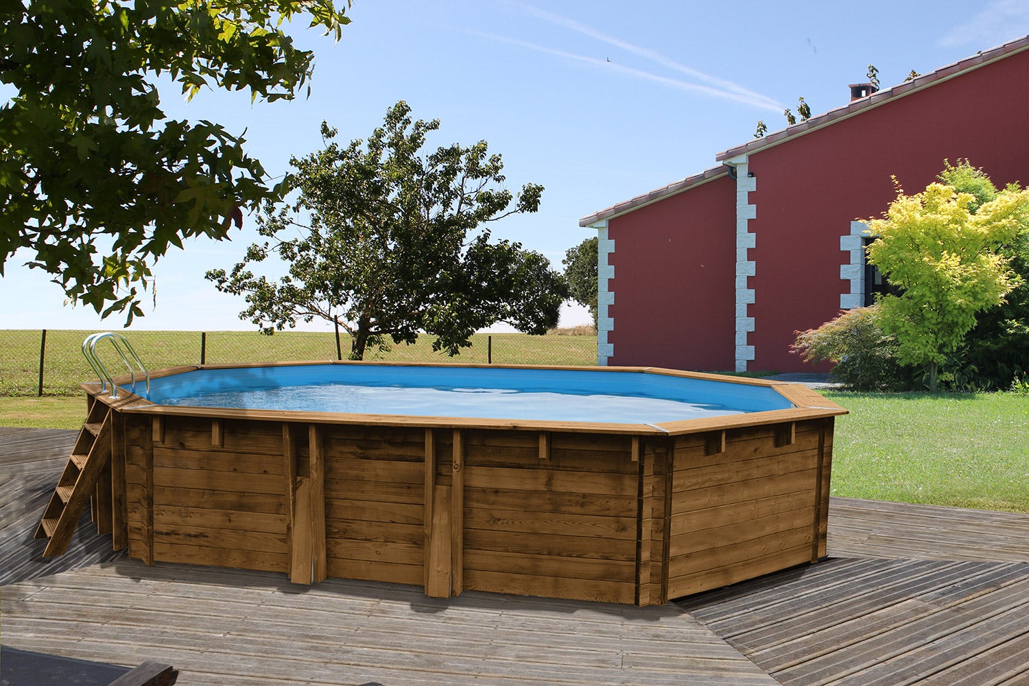 Piscine Hors Sol Bois Ovale 6 20 X 3 95 X 1 36 M SAFRAN Leroy Merlin