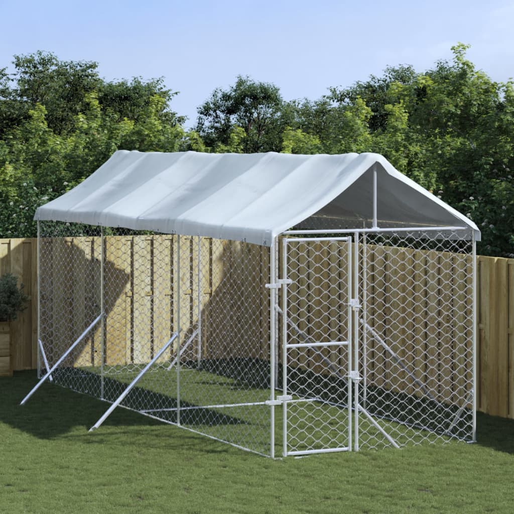 Maison Exclusive Chenil d extérieur pour chiens avec toit argenté 2x6x2