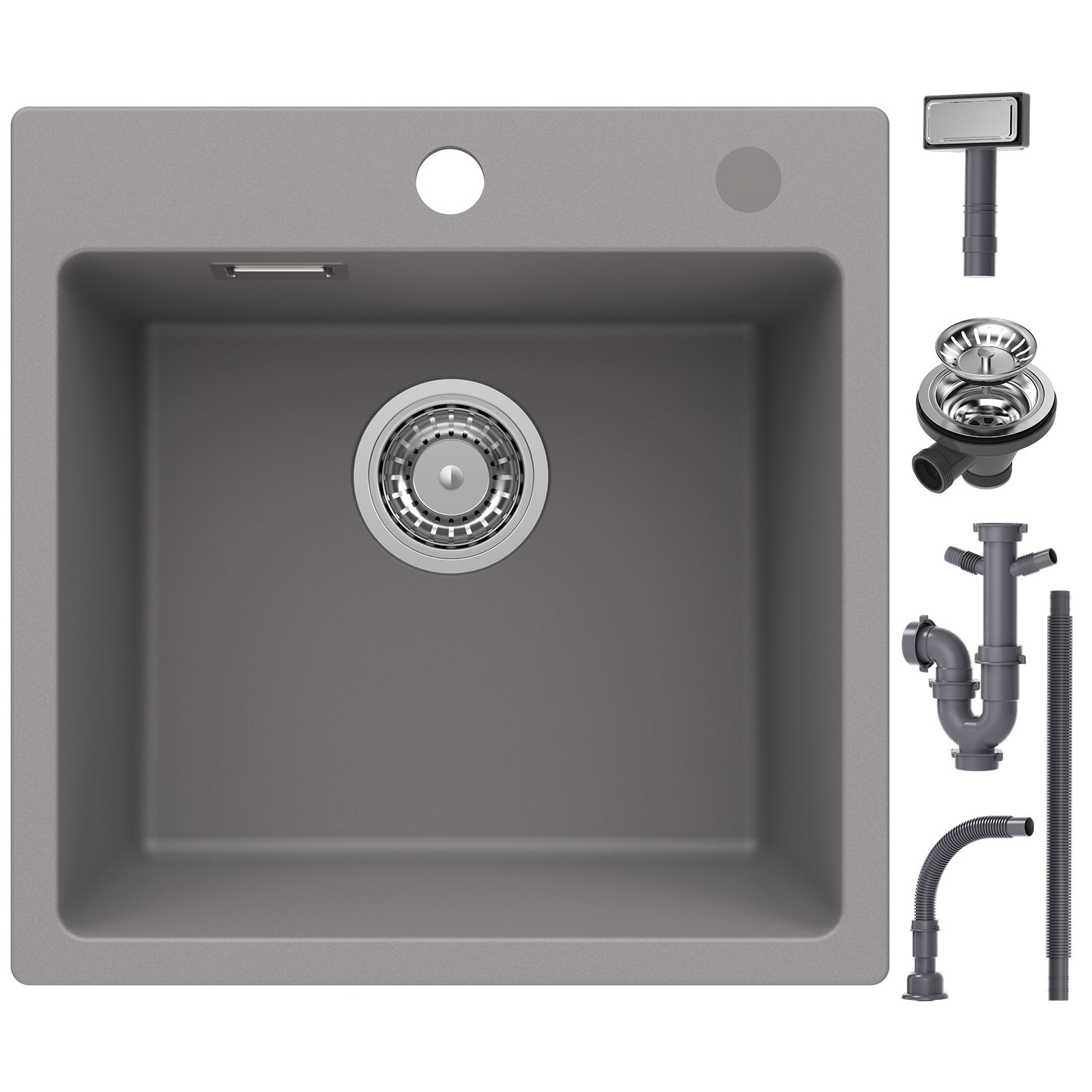 Fregadero De Cuarzo Gris 45x45cm Cecipa Max 1 Lavabo Fregadero De