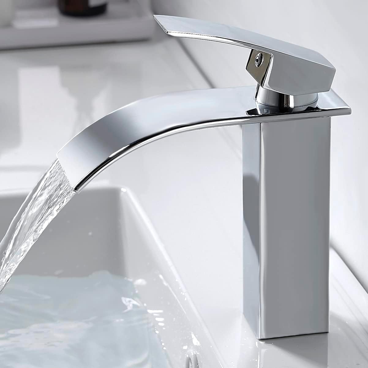 Moderne Robinet Salle de Bain Cascade Design Elégant Robinet Lavabo