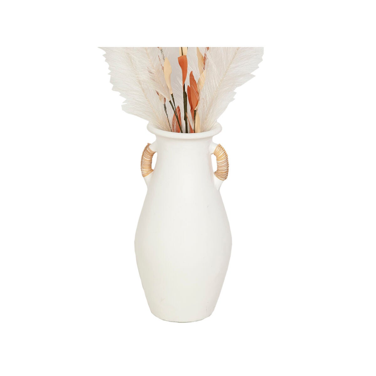 Vase Romimex Blanc Rotin Terre Cuite X X Cm Avec Des Poign Es