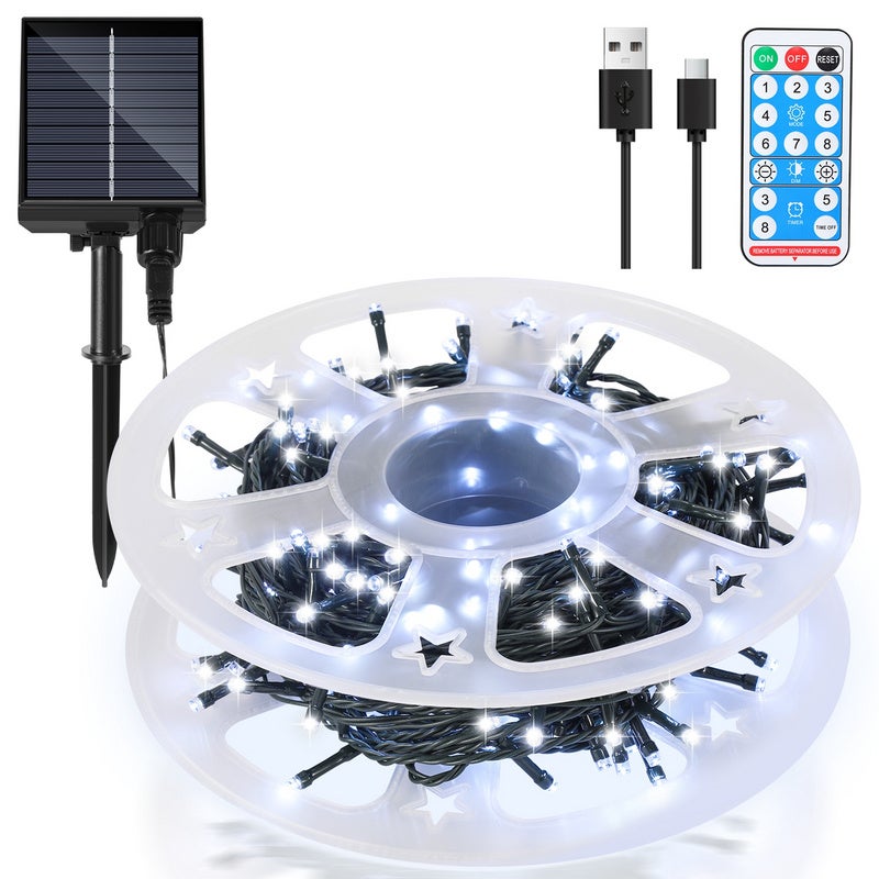 30M 300LEDs Guirlande Lumineuse Solaire 8 Modes d Éclairage IP44