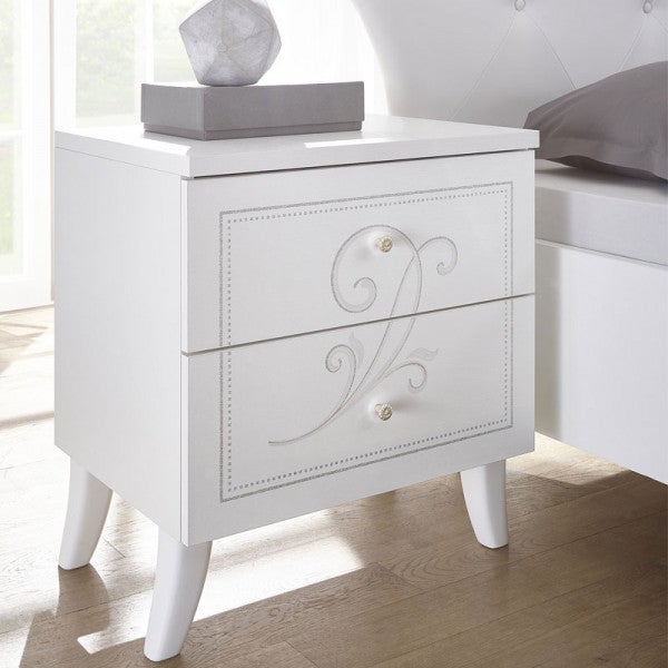 Table De Chevet Tiroirs Blanc Lady L X L X H Cm Leroy