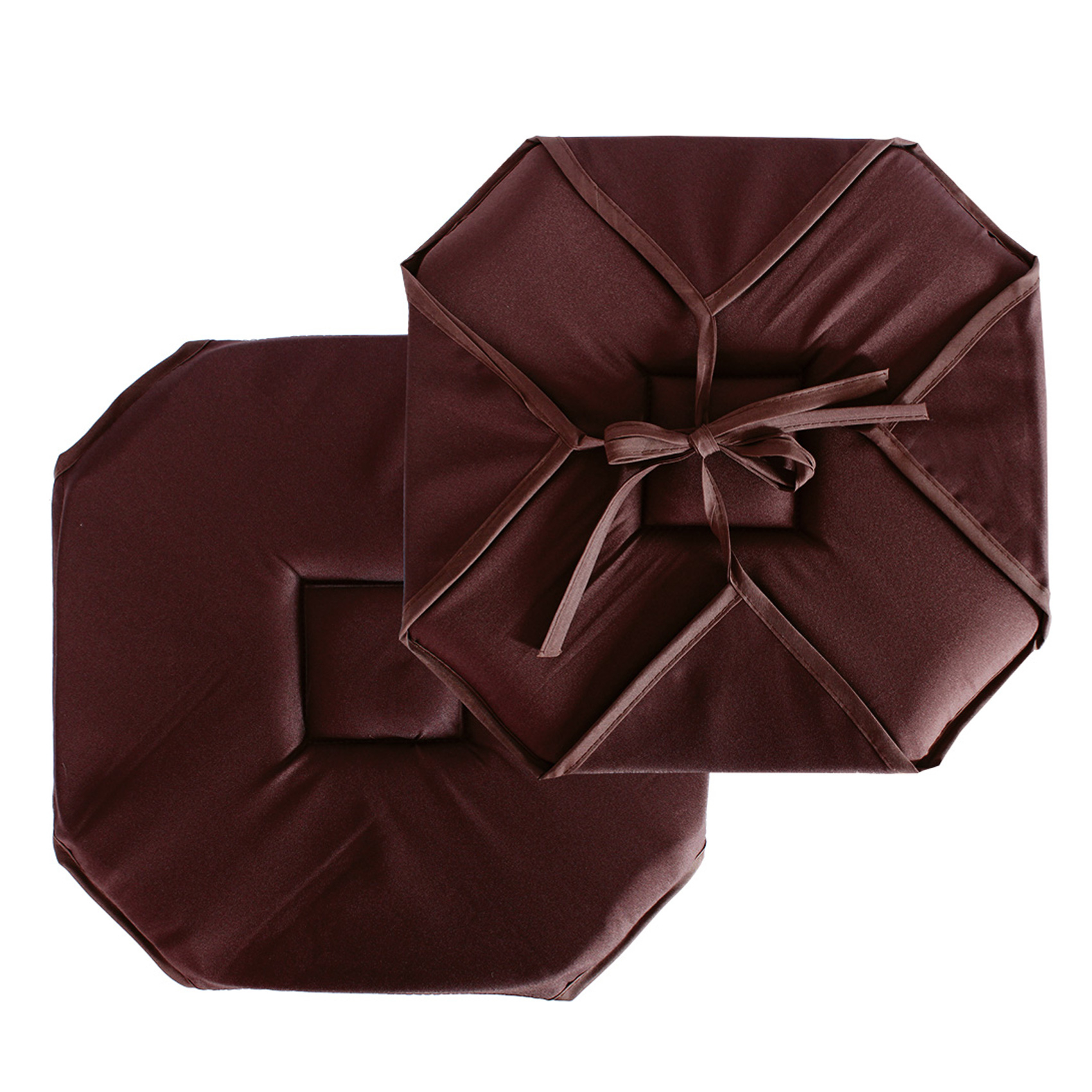 Galette de chaise à rabats et nouettes Marron chocolat 40x40 cm