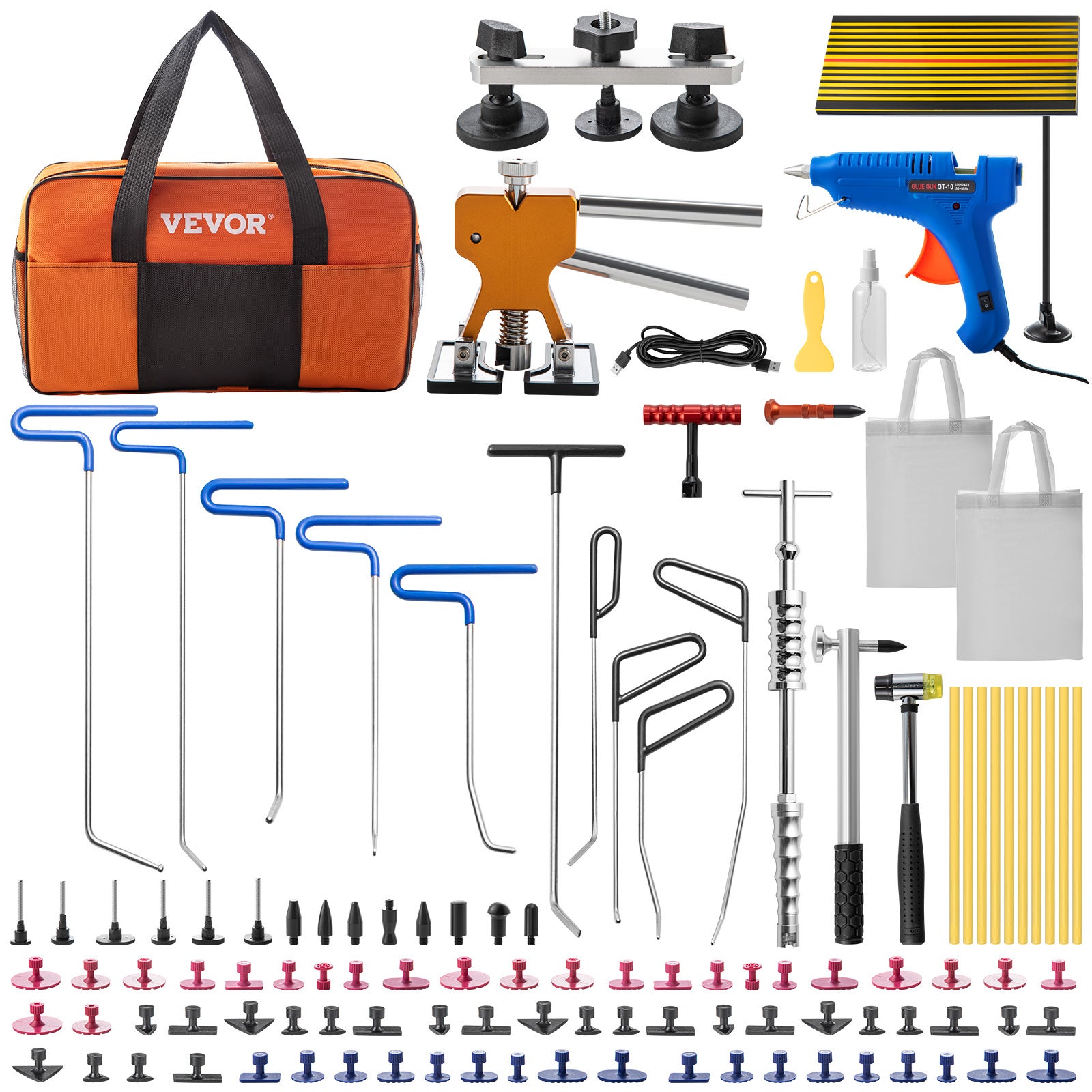 VEVOR Kit Debosselage Sans Peinture 89PCS Tiges Extracteur Pont